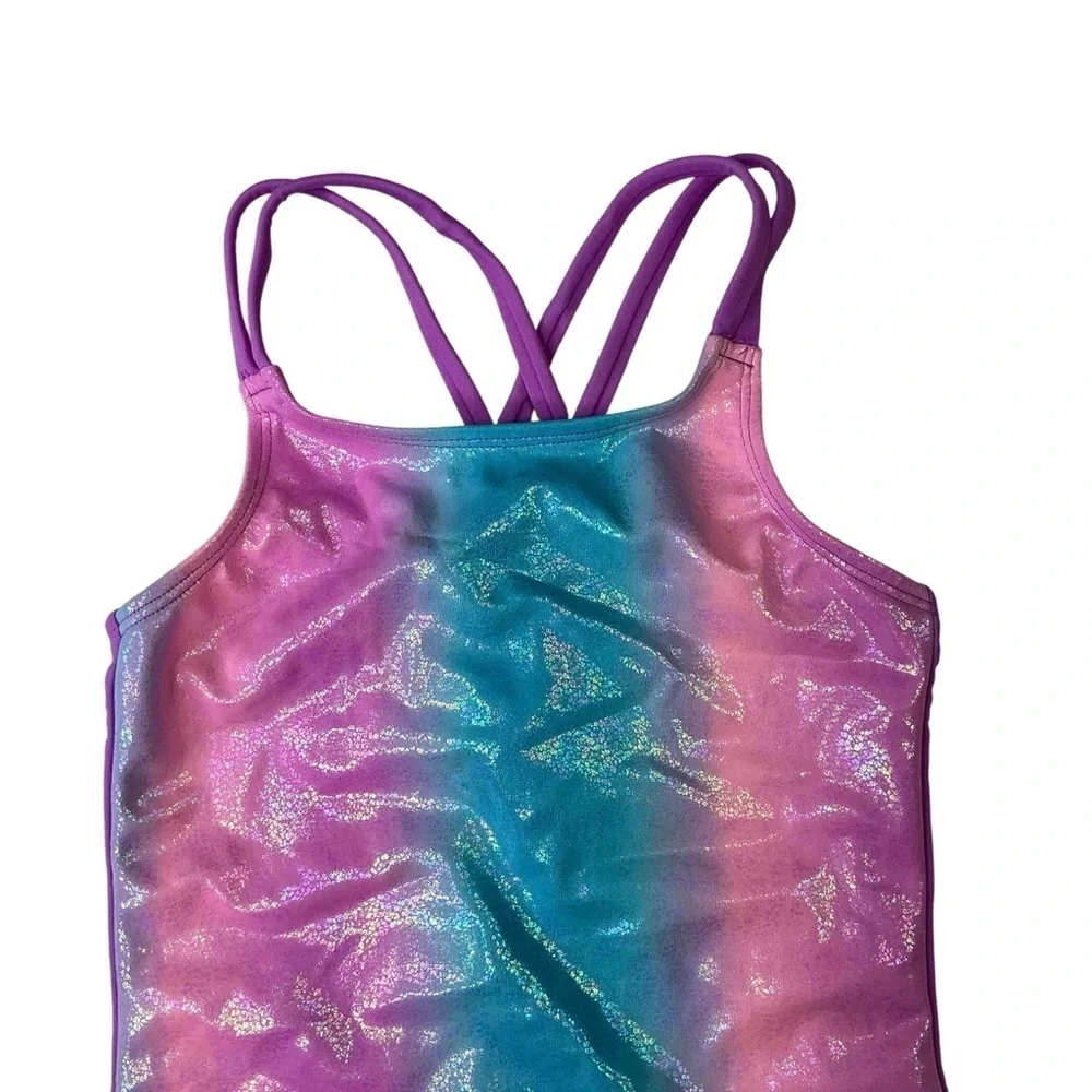SO Girls One Piece Swimsuit‎ Shimmering Pink and Blue Swimwear Size M